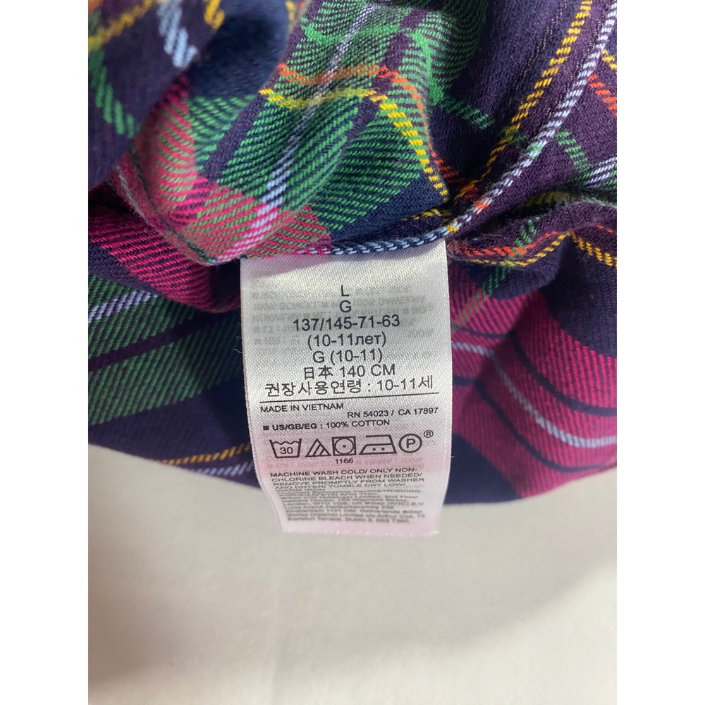 Gap Kids Flannel Shirt Kids Size L (10) Purple Plaid New Long Sleeve Button Down - Picture 4 of 9